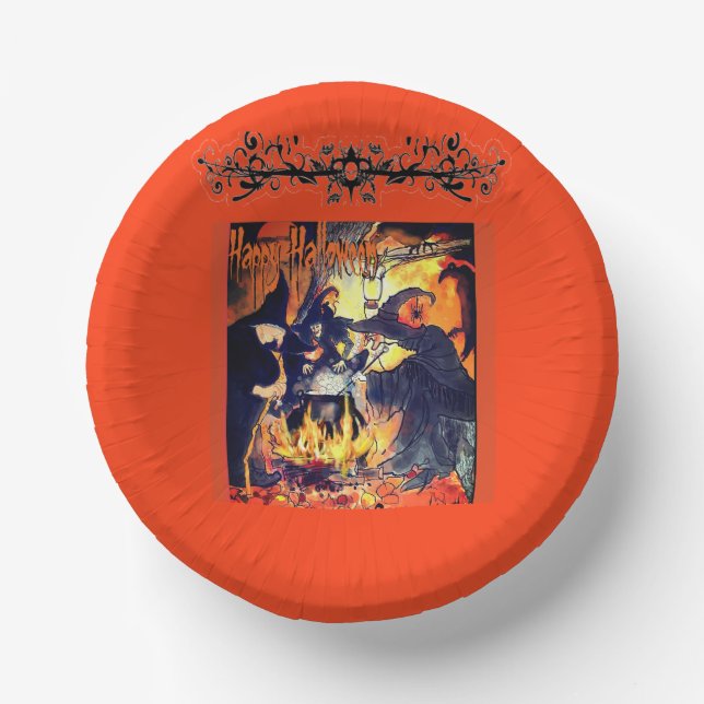 Three Witches Party Paper Bowl art Paper Plate (Front)