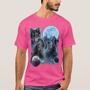 Three Wolf Howling And Moon T-Shirt