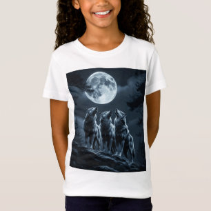 Three Wolves Howling at the Full Moon - Three Wolf T-Shirt