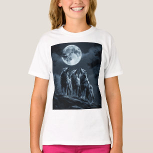 Three Wolves Howling at the Full Moon - Three Wolf T-Shirt