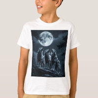 Three Wolves Howling at the Full Moon - Three Wolf