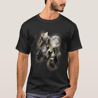 Three Wolves Howling At The Moon Vintage Wolf T-Shirt