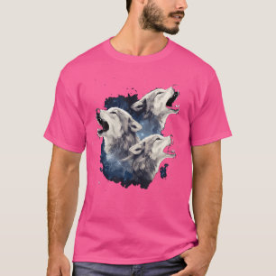 Three Wolves Howling At The Moon Wolf Lover T-Shirt