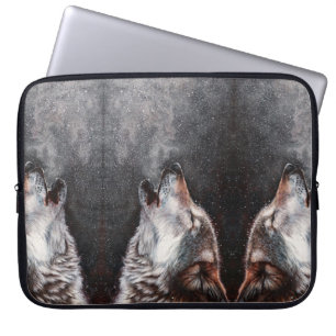 Three Wolves Howling Laptop Sleeve