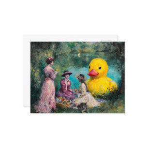 Three Women Picnic With the Giant Duck Postcard