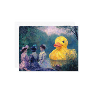Three Women Picnic With the Giant Duck Postcard