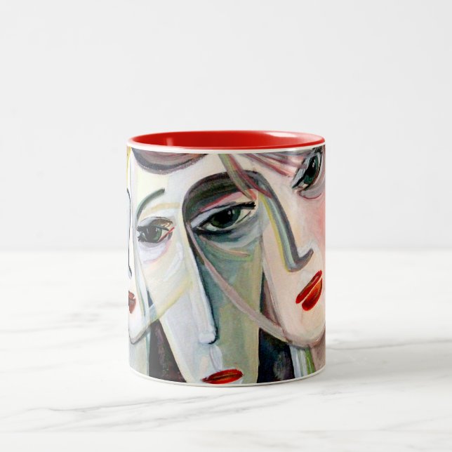 three women Two-Tone coffee mug (Center)