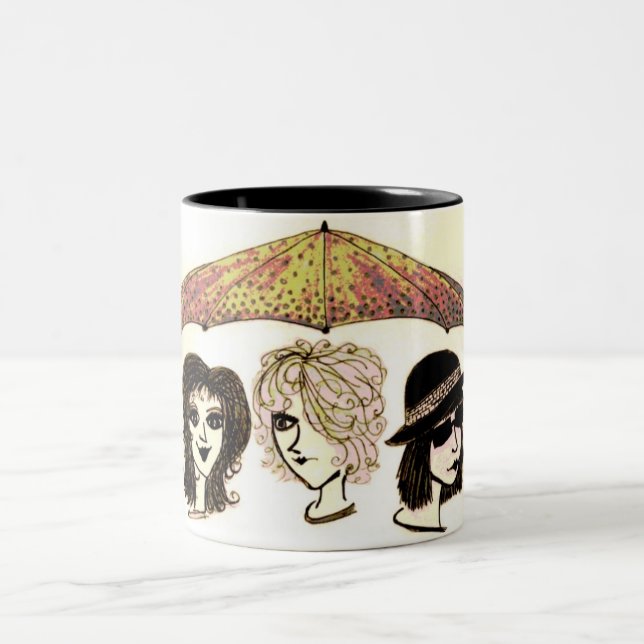 Three Women Under Umbrella Artwork Mug (Center)