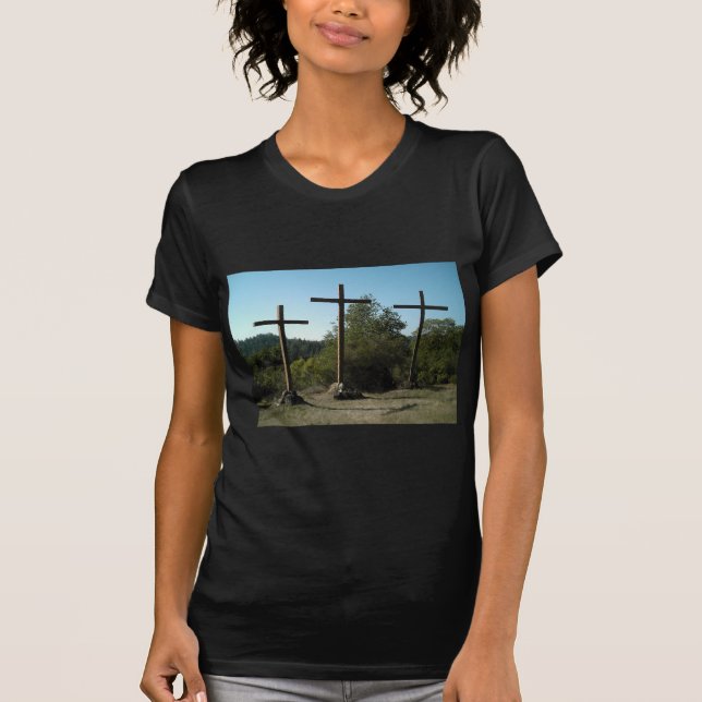 Three Wooden Crosses T-Shirt (Front)
