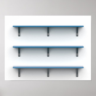 Three wooden shelves on the wall poster