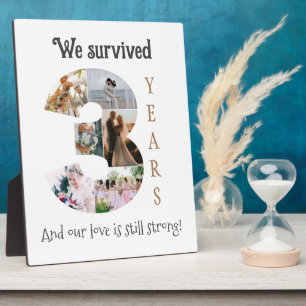 Three Year Wedding Anniversary Plaque