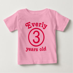 Three Years Old Personalised Pink Baby T-Shirt