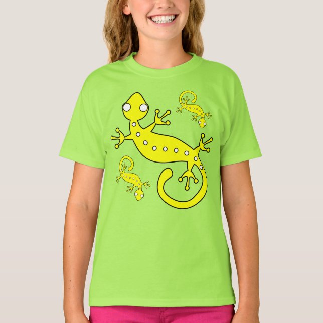 Three Yellow Abstract Lizards T-Shirt (Front)