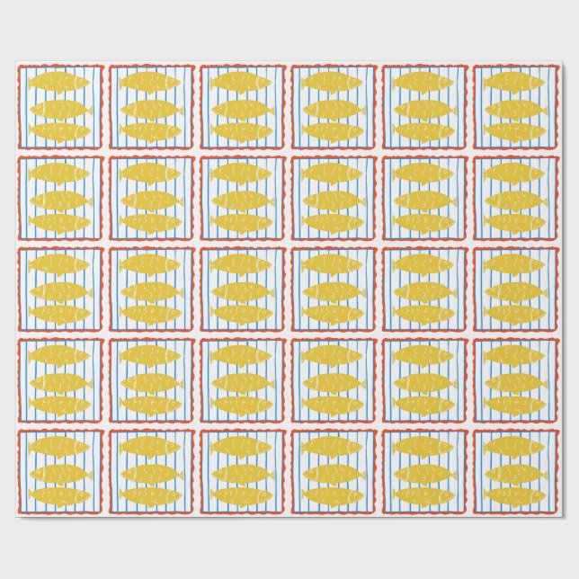 Three Yellow Fish Wrapping Paper (Flat)