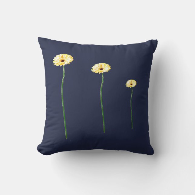 Three Yellow Gerbera Flowers Cushion (Front)