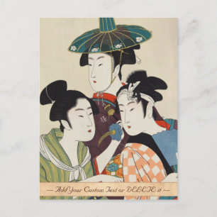 Three young kabuki actors Kitagawa, Utamaro art Postcard
