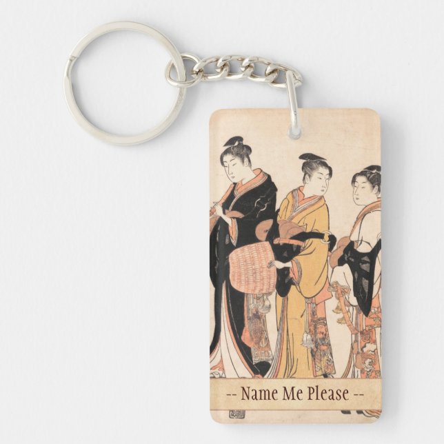 Three Young Women Masquerading as Komuso Key Ring (Front)