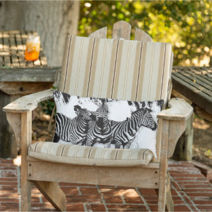Three Zebras Painting Lumbar Cushion