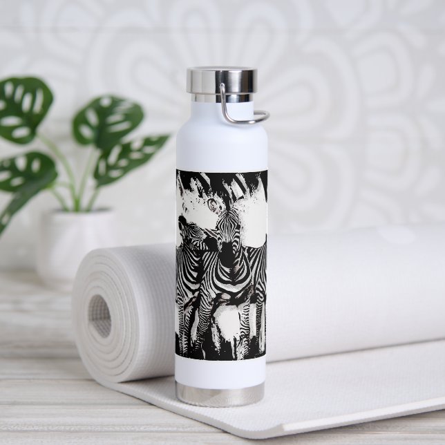 Three Zebras Painting Water Bottle (Yoga)
