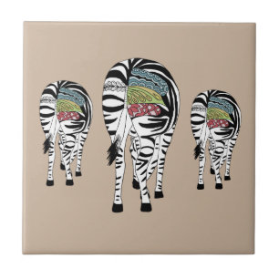 Three zebras  tile