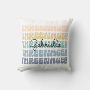 Threenager, 3rd Birthday, Birthday Toddler Name Cushion