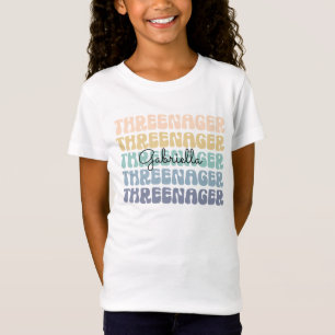 Threenager, 3rd Birthday, Birthday Toddler Name T-Shirt