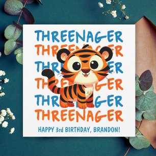 Threenager Tiger Boy 3rd Birthday  Card