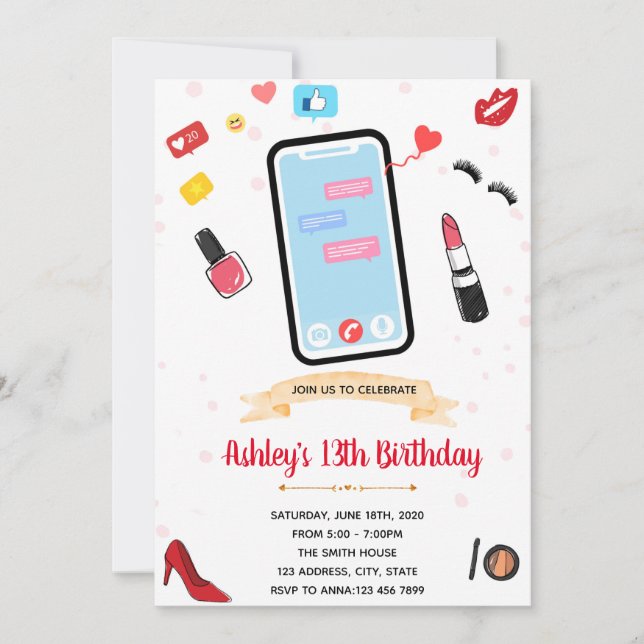 Threenager tween teen birthday invitation (Front)