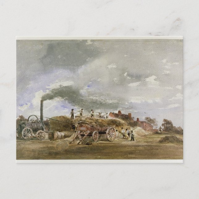 Threshing Corn (pencil & w/c on paper) Postcard (Front)