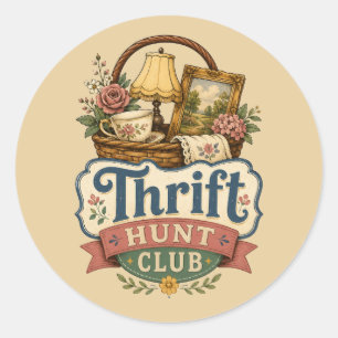 Thrift Hunt Club Vintage Cottagecore Classic Round Sticker