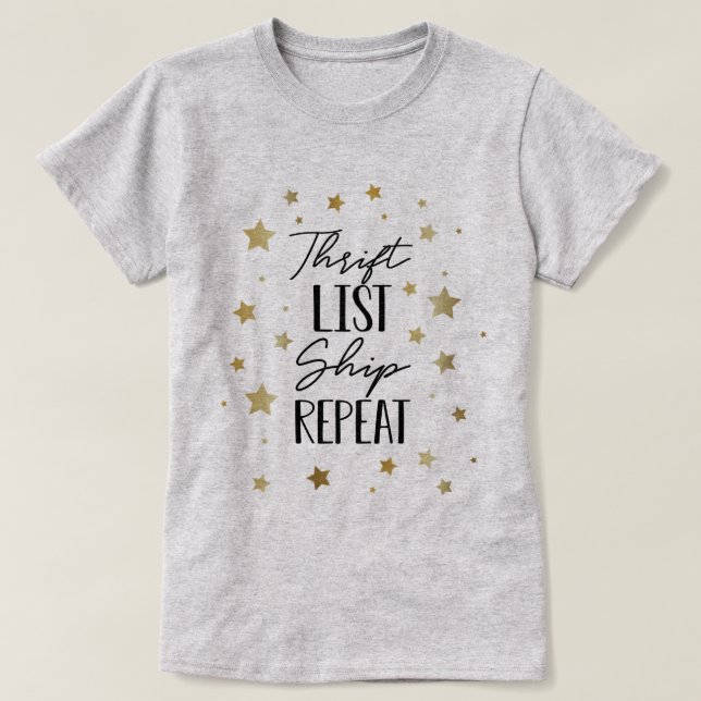 Thrift List Ship Repeat Star Printed T-Shirt (Design Front)