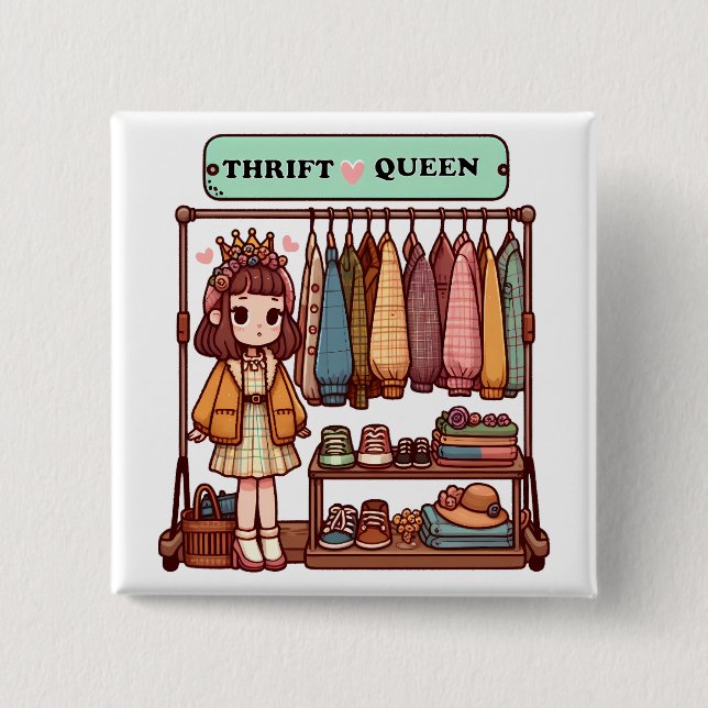 Thrift Queen 15 Cm Square Badge (Front)