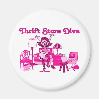 Thrift Store Diva Round Magnet