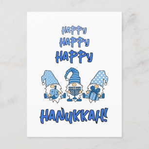 Thrifty Personalised Happy Hanukkah Holiday Gnome Postcard