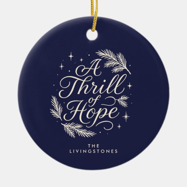 Thrill of Hope Navy  Photo Religious Ceramic Tree Decoration (Front)