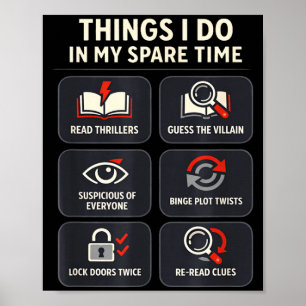 Thriller reader things do in spare time book lover poster