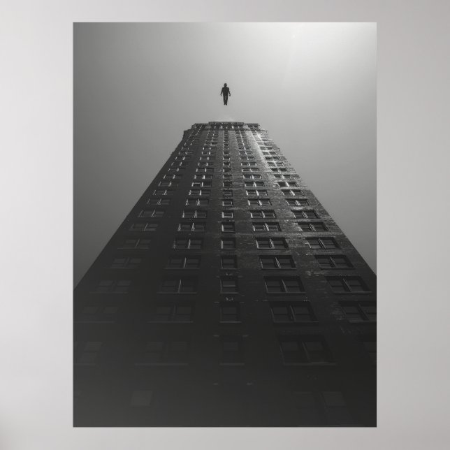 Thrilling Black and White Poster of a Man Falling  (Front)