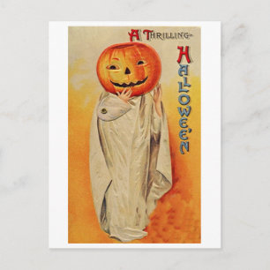Thrilling Halloween Pumpkin Costume Postcard