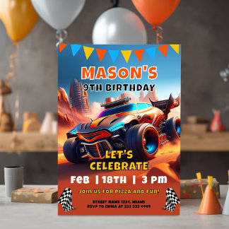 Thrilling Race Track Birthday Bash Invitation