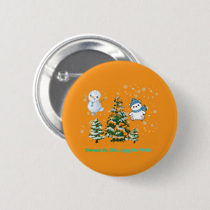 Thrilling winter orange 6 cm round badge