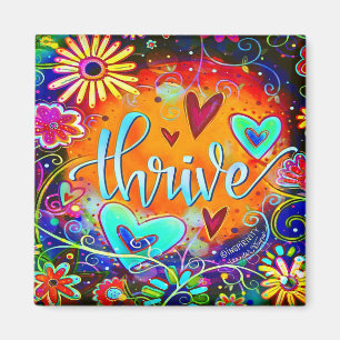 Thrive Floral Pretty Hearts Colorful Inspirivity Magnet