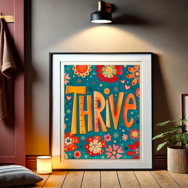 Thrive Inspirational Heart Floral Pretty  Photo Print (Creator Uploaded)
