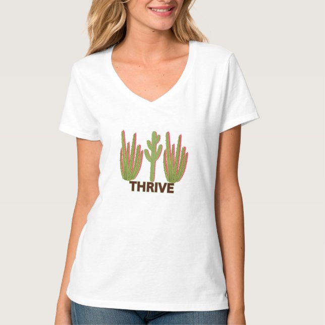 "Thrive T-Shirt – Resilient Cactus Design" (Front)