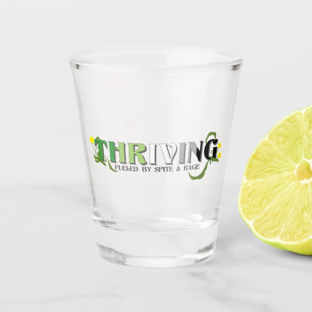 Thriving Aro Pride Shot Glass (Front)