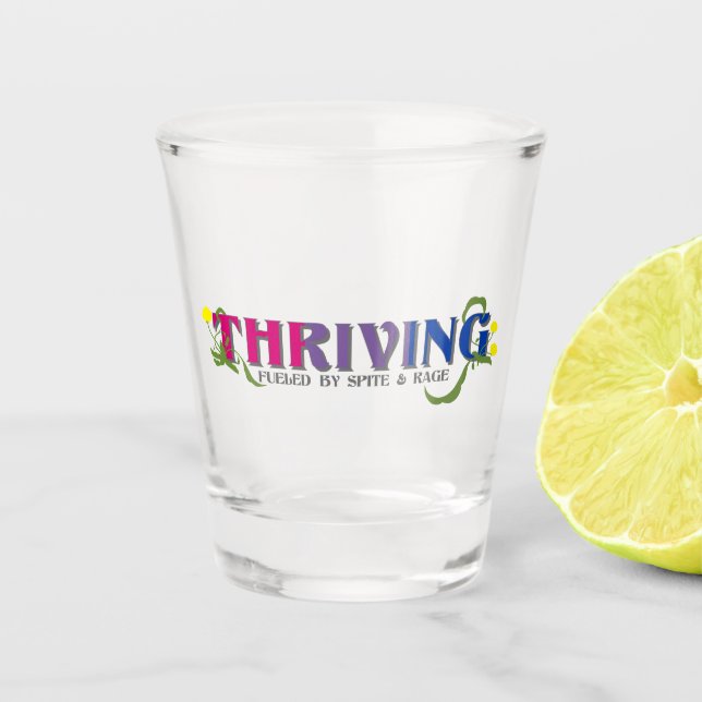 Thriving Bi Pride Shot Glass (Front)