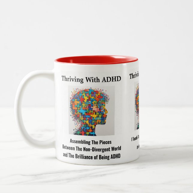  Thriving With ADHD*Assembling The Pieces ADHD Two-Tone Coffee Mug (Left)