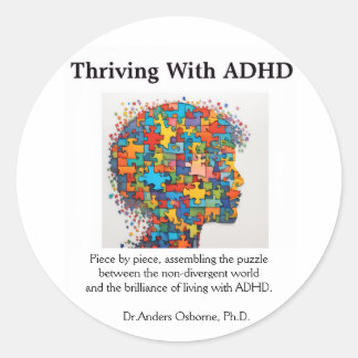  Thriving With ADHD  Sticcker  Classic Round Sticker