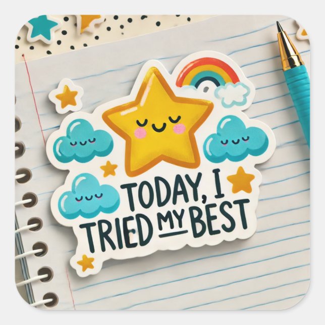  Thriving With ADHD* Today I Tried My Best Square Sticker (Front)