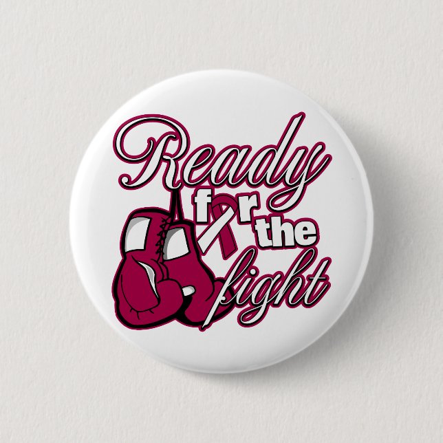 Throat Cancer Gloves Ready For The Fight 6 Cm Round Badge (Front)