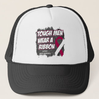 Throat Cancer Tough Men Wear A Ribbon Trucker Hat